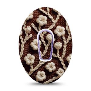ExpressionMed Cozy Sweater Dexcom G6 Tape, Single Tape and Single Sticker Ivory Knitted Inspired Florals, Plaster Continuous Glucose Monitor Design