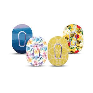 ExpressionMed Summer Brights Dexcom G6 Mini, tape and sticker  Golden florals and bees Waterproof Adhesive Tape for CGM
