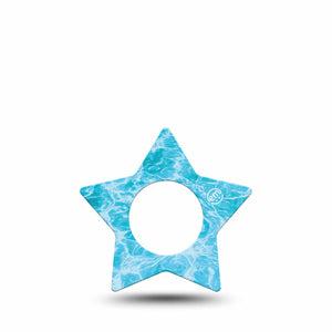 ExpressionMed Sunlit Water Freestyle Libre, Libre 2 Plus, and Abbott Lingo Star, Single Tape Rippling blue water Decorative Patch for CGM