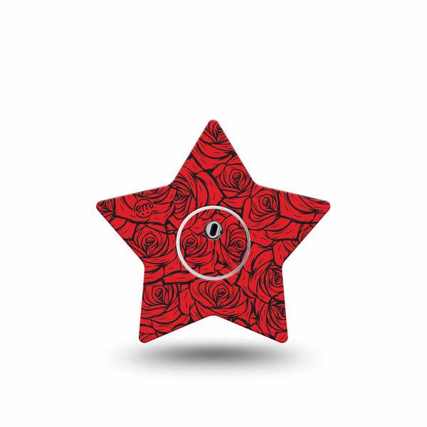 ExpressionMed Roses Freestyle Libre 3 and Libre 3 Plus Star, Single Tape and Single Sticker Romantic red roses Fixing Ring Tape for CGM