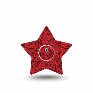 ExpressionMed Roses Freestyle Libre 3 and Libre 3 Plus Star, Single Tape and Single Sticker Romantic red roses Fixing Ring Tape for CGM