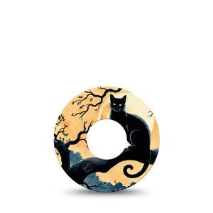 ExpressionMed Spooky Black Cat Infusion Set Tape, 5-Pack Tape Black Cat On Tree, Overlay Patch Continuous Glucose Monitor Design