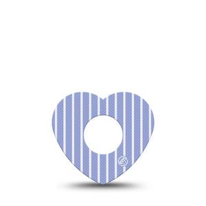 ExpressionMed Blue Stripes Infusion Heart, 5-Pack Peaceful blue white stripes Overlay Patch For Insulin Pump