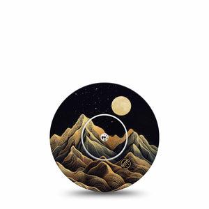 ExpressionMed Black Mountain Freestyle Libre and Libre 2 Plus Tape, Abbott Lingo, Single Tape and Single Sticker Night Sky Mountains, Fixing Ring Tape Continuous Glucose Monitor Design