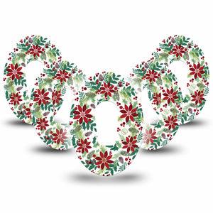 ExpressionMed Christmas Wreath Dexcom G6 Tape 5-Pack Tape Happy Holidays Themed Wreath, Plaster CGM Design