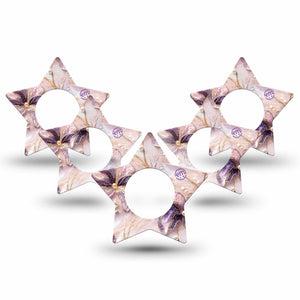 ExpressionMed Pink Pearls Freestyle Libre, Libre 2 Plus, and Abbott Lingo Star, 5-Pack Gold and pearl petals inspired Accessories for Continuous Glucose Monitor