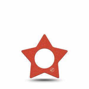 ExpressionMed Cherry Red Freestyle Libre 2 and Libre 2 Plus Star Shape Tape, Abbott Lingo, Single Tape Color Sample Inspired, Adhesive Tape CGM Design