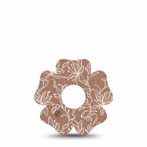 ExpressionMed Mocha Mousse Lace Freestyle Libre 3 and Libre 3 Plus Flower Shape Tape, Single Tape Pantone Color Of The Year, Overlay Tape CGM Design