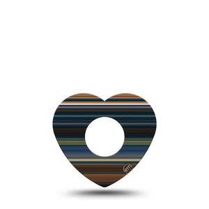 ExpressionMed Dark Stripes Infusion Set Heart Shape Tape 5-Pack y2k faded stripe Adhesive Patch Continuous Glucose Monitor Design