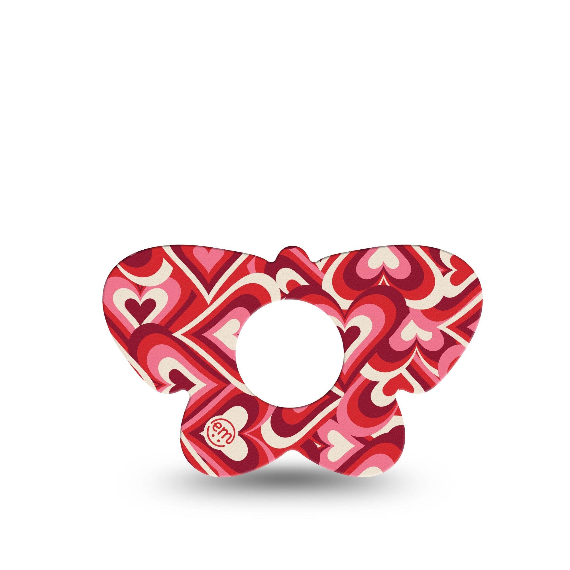 ExpressionMed Valentine Hearts Infusion Set Butterfly Shape Tape 5-Pack Tape Red Pink Brown Hearts, Plaster Continuous Glucose Monitor Design