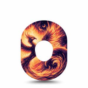 ExpressionMed Rising Phoenix Dexcom G7 Tape, Dexcom Stelo Glucose Biosensor System, Single Tape Phoenix Symbolism, Overlay Tape CGM Design