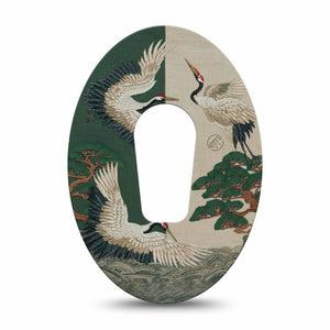 ExpressionMed Tapestry Cranes Dexcom G6, Single Tape Material inspired cranes Fixing Ring Tape for Continuous Glucose Monitor