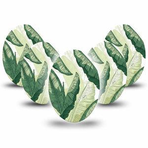ExpressionMed Palm Leaf Medtronic Guardian Enlite Universal Oval, 5-Pack Shades of green  Fixing Ring Tape for Continuous Glucose Monitor