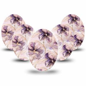 ExpressionMed Pink Pearls Medtronic Guardian Enlite Universal Oval, 5-Pack Pearl flowers Fixing Ring Tape for Continuous Glucose Monitor