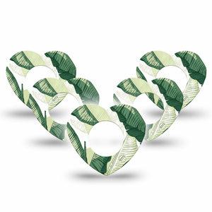 ExpressionMed Palm Leaf Freestyle Libre, Libre 2 Plus, and Abbott Lingo Heart, 5-Pack Shades of green  Adhesive Tape for Continuous Glucose Monitor