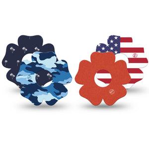 ExpressionMed USA Basics Freestyle Libre 3 and Libre 3 Plus Flower, 4-Pack Tape patriotic basics Adhesive Tape for Continuous Glucose Monitor
