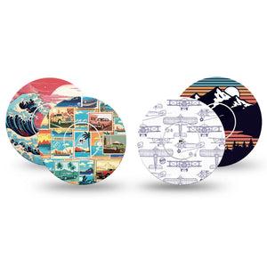 ExpressionMed Wander & Roam Variety Pack Freestyle Libre and Libre 2 Plus Sticker and Tape, Abbott Lingo,   Explorer Themed, Adhesive Sticker and Tape Design Continuous Glucose Monitor Design