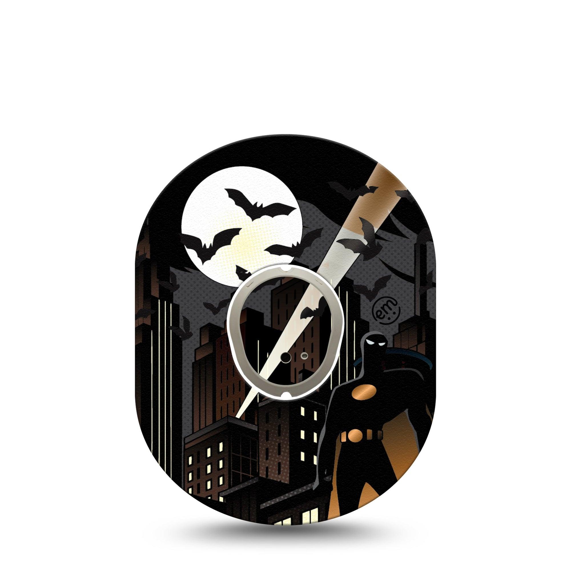 ExpressionMed Bat Man  Dexcom G7 Tape, Dexcom Stelo Glucose Biosensor System, Single Tape and Single Sticker DC Comics Character Inspired, Overlay Tape CGM Design