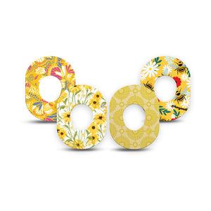 ExpressionMed Daisy Meadow Variety Pack Dexcom G7 Mini Tape, Dexcom Stelo Glucose Biosensor System, 4-Pack Tape Variety Sunflower Bursts Inspired, Patch Continuous Glucose Monitor Design