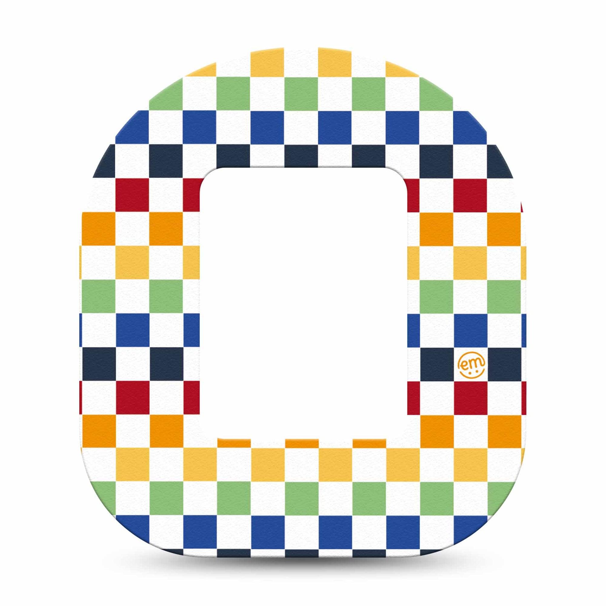 ExpressionMed Rainbow Checkerboard Mobi Tape Single Tape Grid Checkered Rainbow, Adhesive Tape CGM Design