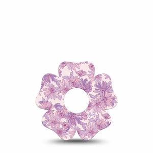 ExpressionMed Purple Daisy Freestyle Libre 3 and Libre 3 Plus Flower Shape Tape, Single Tape Cute Purple Daisies, Overlay Tape CGM Design