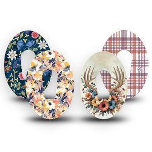 ExpressionMed Antlers & Autumn Variety Pack Dexcom G6 Tape, 4-Pack Tape Variety, Bright Rustic Petals, Plaster Continuous Glucose Monitor Design
