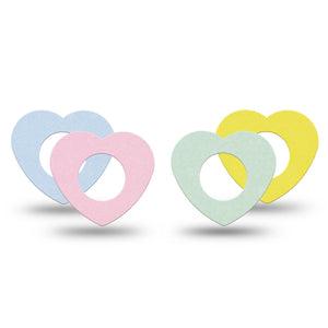 ExpressionMed Solids Variety Pack Freestyle Libre 2 and Libre 2 Plus Heart Shape Tape, Abbott Lingo, 4-Pack Tape Variety, Soft Color Hues, Adhesive Patch CGM Design