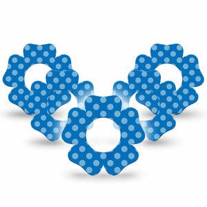 ExpressionMed Blue Polka Dots Freestyle Libre 2 and Libre 2 Plus Flower Shape Tape, Abbott Lingo, 5-Pack Tape Blue Dots Barbie, Plaster CGM Design