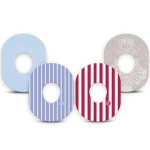 ExpressionMed Washed Classics Dexcom G7 and Dexcom Stelo Glucose Biosensor System, 4-Pack Tape faded patriotic colors Fixing Ring Tape for Continuous Glucose Monitor