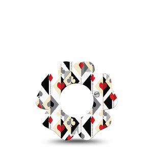 ExpressionMed Playing Cards Freestyle Libre 2 and Libre 2 Plus Flower Shape Tape, Abbott Lingo, Single Tape Card Game Inspired Pattern, Plaster CGM Design