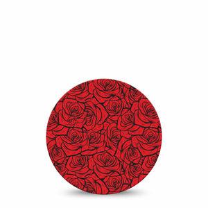 ExpressionMed Roses Dexcom G7 and Dexcom Stelo Glucose Biosensor System OverPatch, Single Tape Red roses Adhesive Tape for CGM