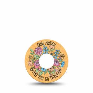 ExpressionMed Strength in Bloom Freestyle Libre 3 and Libre 3 Plus, Single Tape Quote and blossoms Overlay Patch for Continuous Glucose Monitor