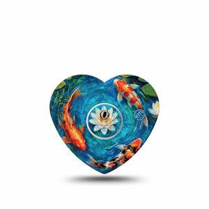 ExpressionMed Koi Pond Freestyle Libre 3 and Libre 3 Plus Heart, Single Tape and Single Sticker garden fish pattern Patch for CGM