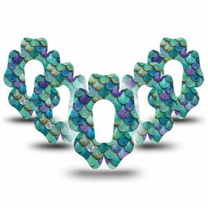 ExpressionMed Mermaid Scales Dexcom G6 Flower, 5-Pack aquatic texture design Plaster for Continuous Glucose Monitor