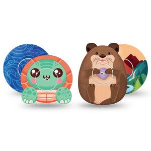 ExpressionMed River Retreat Variety Pack Freestyle Libre and Libre 2 Plus Tape, Abbott Lingo, 4-Pack Tape and 4-Pack Sticker Variety Sealife Inspired, Fixing Ring Tape Continuous Glucose Monitor Design