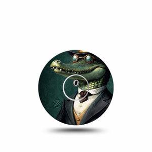 ExpressionMed Dapper Alligator Freestyle Libre 3 and Libre 3 Plus Sticker and Tape,  Cartoon Inspired Gator Guy, Vinyl Sticker and Tape Pairing CGM Design