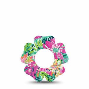 ExpressionMed Tropic Burst Freestyle Libre 2 and Libre 2 Plus Flower Shape Tape, Abbott Lingo, Single Tape Island Burst, Plaster CGM Design