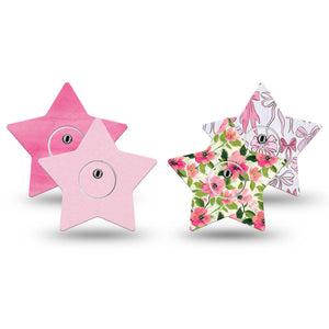 ExpressionMed Soft Pink Freestyle Libre 3 and Libre 3 Plus Star, tape and sticker  Spring florals and ribbons Overlay Tape for CGM