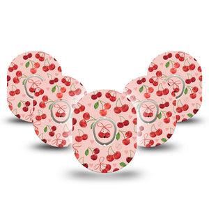 ExpressionMed Cherries Dexcom G7 Tape, Dexcom Stelo Glucose Biosensor System, 5-Pack Tape and 5-Pack Sticker Red Cherries, Overlay Tape CGM Design