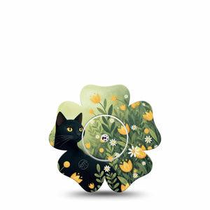 ExpressionMed Jungle Cat Freestyle Libre, Libre 2 Plus, and Abbott Lingo Flower, Single Tape and Single Sticker Cat and tulips Adhesive Tape for CGM