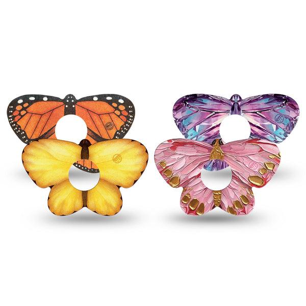 ExpressionMed Butterfly Hues Freestyle Libre 3 and Libre 3 Plus Butterfly, 4-Pack Tape butterfly garden art Waterproof Plaster for CGM