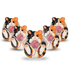 ExpressionMed Playful Kitten Dexcom G7 Gumdrop Shape Tape, Dexcom Stelo Glucose Biosensor System, 5-Pack Tape and 5-Pack Sticker Squishmallow Calico, Patch CGM Design