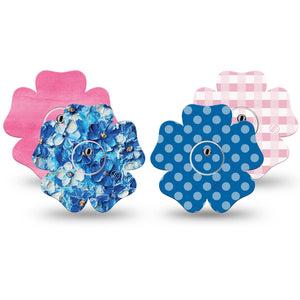 ExpressionMed Cotton Candy Coast Variety Pack Freestyle Libre 3 and Libre 3 Plus Flower Shape Tape, 4-Pack Tape and 4-Pack Stickers Variety T1D Barbie Inspired, Overlay Tape CGM Design