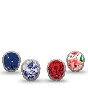 ExpressionMed Heritage Floral Dexcom G7 and Dexcom Stelo Glucose Biosensor System Sticker, 4-Pack Sticker vintage flower pattern Sensor Cover for Continuous Glucose Monitor