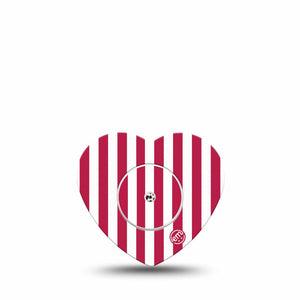 ExpressionMed Red Stripes Freestyle Libre, Libre 2 Plus, and Abbott Lingo Heart, Single Tape and Single Sticker Playful summer stripes Decorative Adhesive Tape for CGM