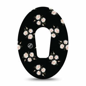 ExpressionMed Black Daisies Dexcom G6 Tape Single Tape Trio Of Daisy Florals, Plaster Continuous Glucose Monitor Design