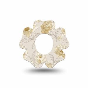 ExpressionMed Sketched Peonies Dexcom G7 and Dexcom Stelo Glucose Biosensor System Flower, Single Tape Soft botanical line drawing Adhesive Tape for CGM