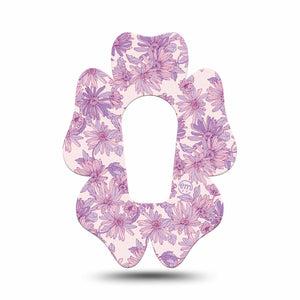 ExpressionMed Purple Daisy Dexcom G6 Flower Shape Tape, Single Tape Lilac Daisy Garden, Adhesive Patch Continuous Glucose Monitor Design