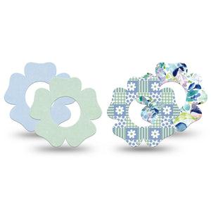 ExpressionMed Soft Balance Freestyle Libre, Libre 2 Plus, and Abbott Lingo Flower, 4-Pack Tape Pastel blues and greens Overlay Patch for Continuous Glucose Monitor