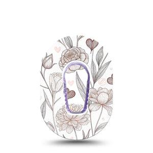 ExpressionMed Minimalist Botanical Dexcom G6 Mini, Single Tape and Single Sticker Clean plant linework Waterproof Adhesive Tape for CGM